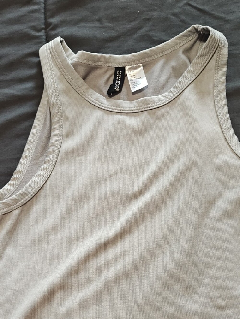 Divided Neutral Ribbed Tank Top — Taupe Beige - Picture 3 of 4